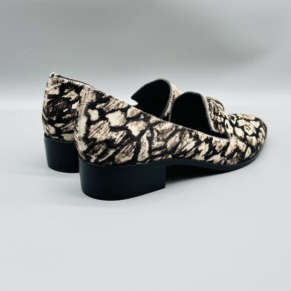 10 Crosby Derek Lam Shoes Womens 10 Black Animal Print Loafer Block Heel Pony - Picture 9 of 13